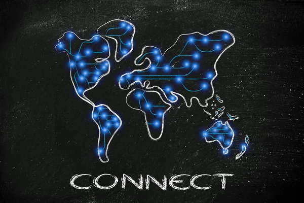 Map of the world with internet connections — Stock Photo, Image