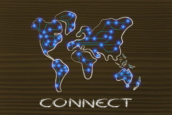 Map of the world with internet connections — Stock Photo, Image