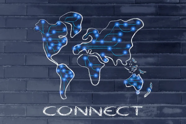 Mapa do mundo com conexões de internet — Fotografia de Stock