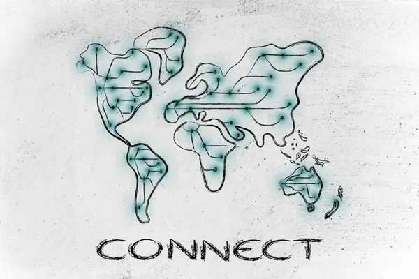 Mappa del mondo con connessioni internet — Foto Stock