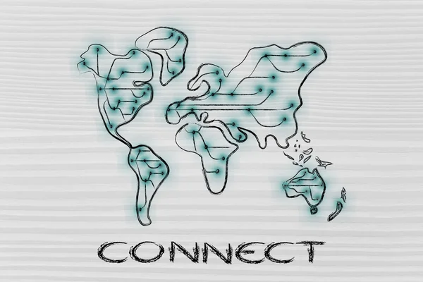 Carte du monde avec connexions internet — Photo