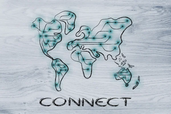 Mapa del mundo con conexiones a Internet — Foto de Stock