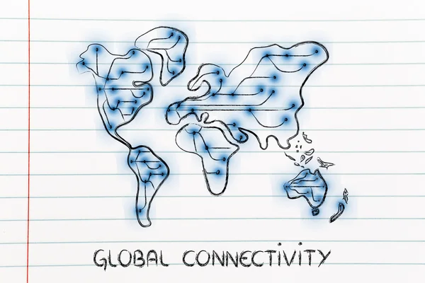 インターネットに接続して世界地図 — ストック写真