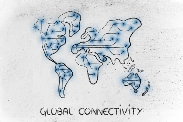 Mapa světa s připojením k Internetu — Stock fotografie