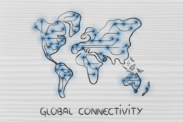 Mappa del mondo con connessioni internet — Foto Stock