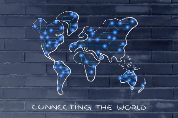 与互联网连接世界地图 — 图库照片
