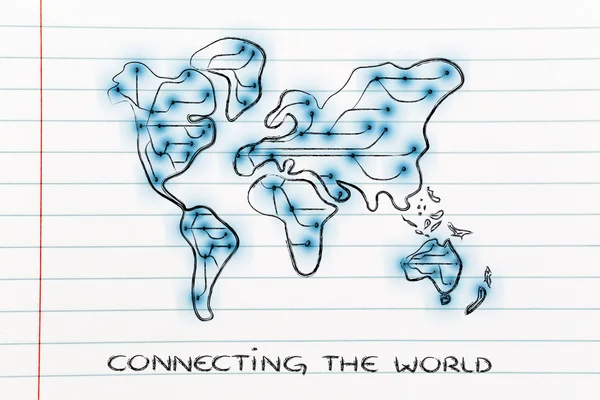 Carte du monde avec connexions internet — Photo