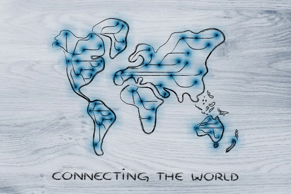 Mapa del mundo con conexiones a Internet — Foto de Stock