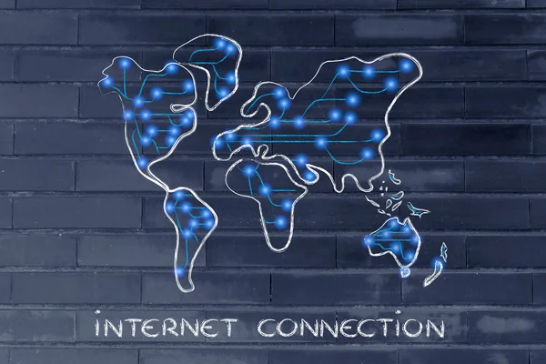 Mapa do mundo com conexões de internet — Fotografia de Stock