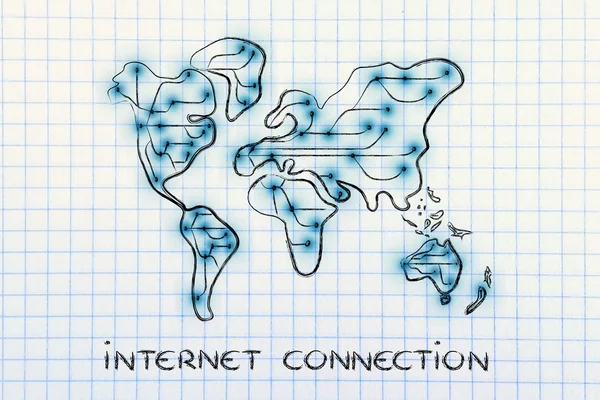 Mapa del mundo con conexiones a Internet — Foto de Stock