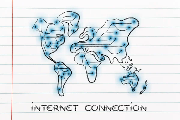 Mapa del mundo con conexiones a Internet —  Fotos de Stock