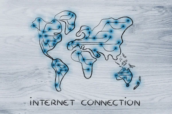 インターネットに接続して世界地図 — ストック写真