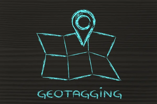 Grappige kaart met geo tagging ontwerp — Stok fotoğraf