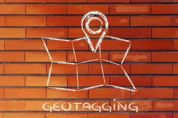 Funny map with geo tagging design — Stock Photo, Image