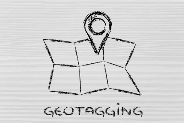 Mapa divertido con diseño de geoetiquetado —  Fotos de Stock