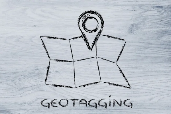 Funny map with geo tagging design — Stock Photo, Image