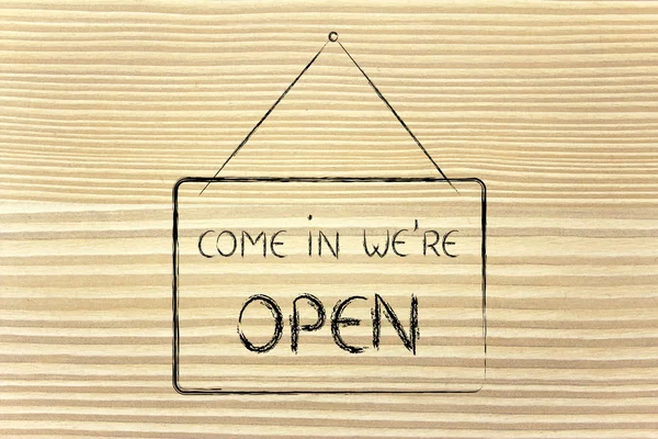 Come in we're open shop sign — Stock Photo, Image