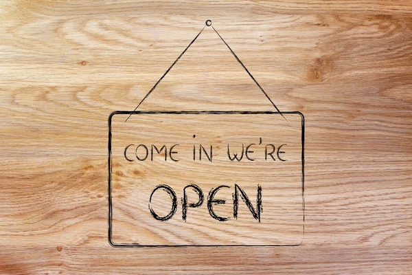 Come in we're open shop sign — Stock Photo, Image