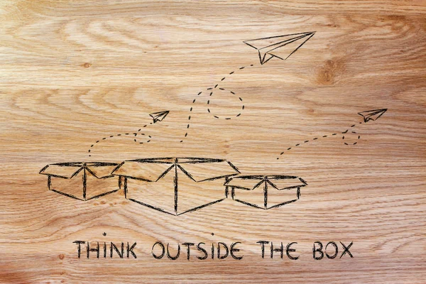 Zakelijke visie: denk buiten de doos — Stockfoto