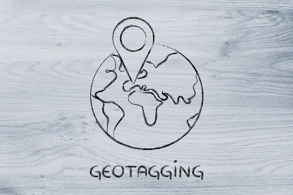 Geotaging 设计的有趣地球仪 — 图库照片