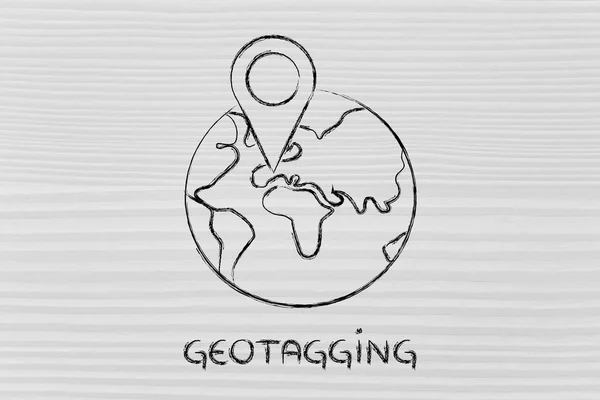 Funny globe with geotaging design — Stock Photo, Image