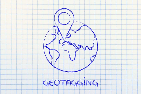 Funny globe with geotaging design — Stock Photo, Image