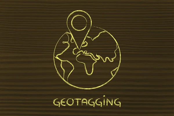 Geotaging tasarımı ile komik dünya — Stok fotoğraf