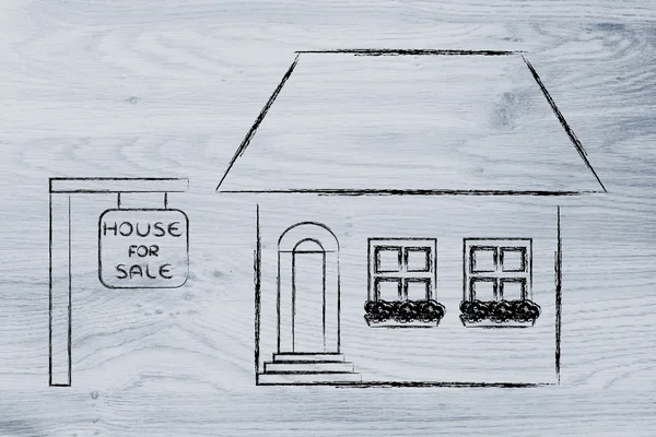 Рынок недвижимости, смешной дом на продажу — стоковое фото