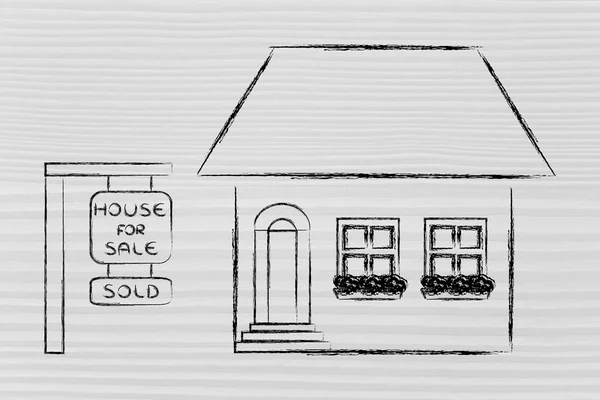 Ринок нерухомості, кумедний будинок проданий — стокове фото