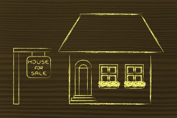 Ринок нерухомості, смішний будинок на продаж — стокове фото