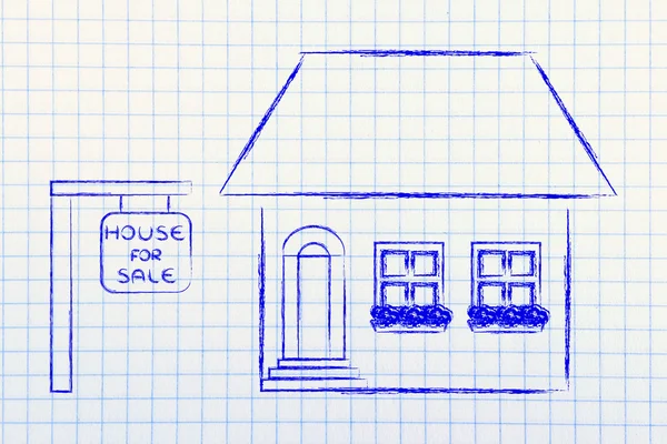 Emlak piyasası, komik ev Satılık — Stok fotoğraf