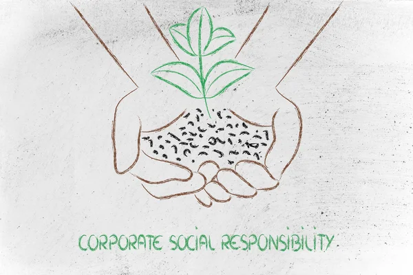 Concept of green economy, hands holding new plant — Stock Photo, Image