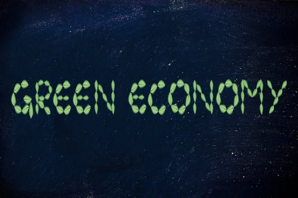 Yaprakları yapılmış yeşil ekonomi yazma — Stok fotoğraf