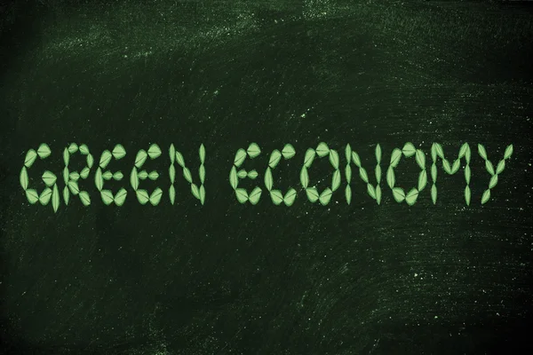 Groene economie schrijven gemaakt van bladeren — Stockfoto