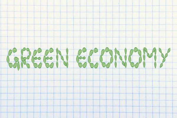 Zielonej gospodarki pismo z liści — Zdjęcie stockowe