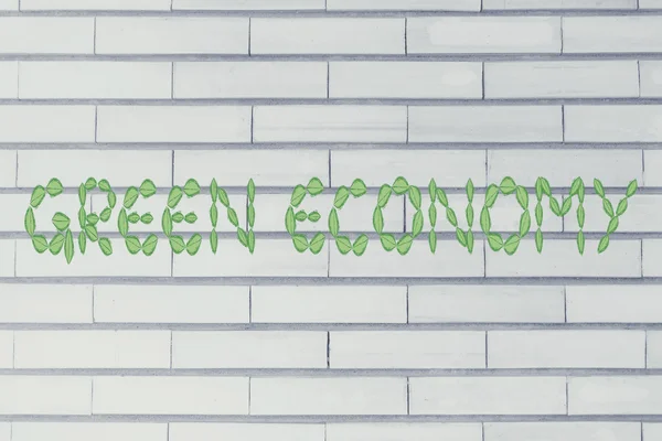 Zelená ekonomika psaní z listí — Stock fotografie