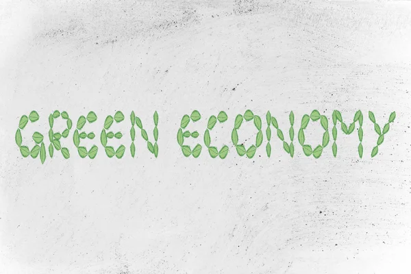 Zelená ekonomika psaní z listí — Stock fotografie