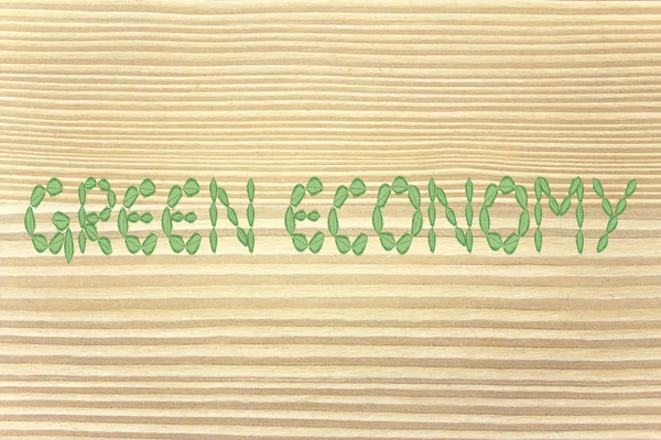 Économie verte écriture faite de feuilles — Photo