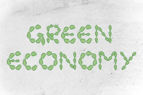 Scrittura economia verde fatta di foglie — Foto Stock