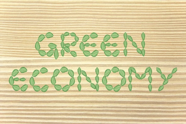 Zielonej gospodarki pismo z liści — Zdjęcie stockowe