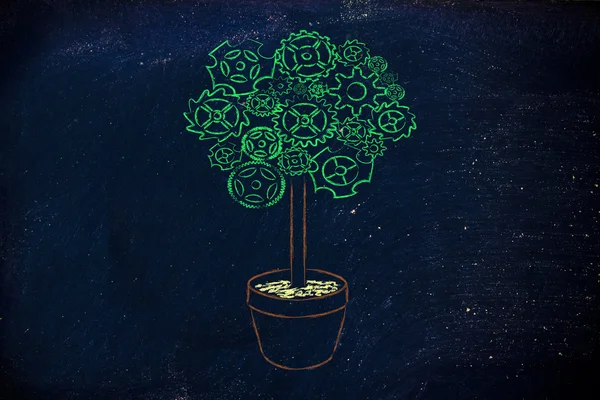 Редуктор дерево, сюрреалистическая интерпретация зеленой экономики — стоковое фото