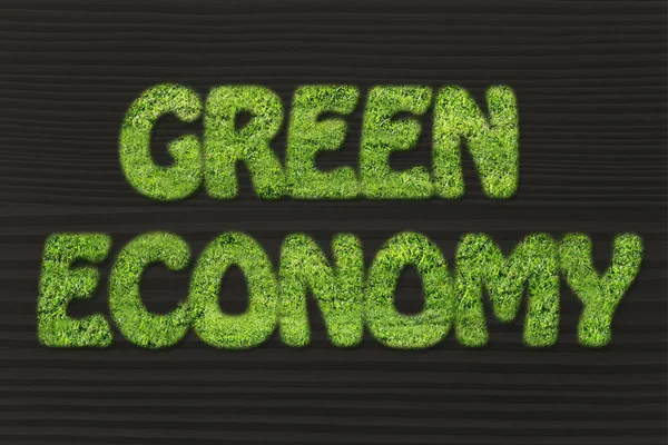 Green economy writing made of grass texture — Stock Photo, Image