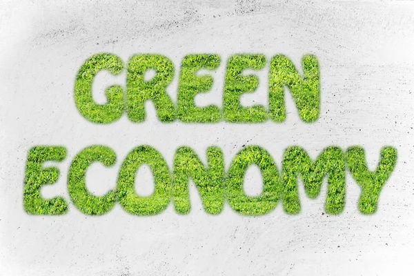 Escritura economía verde hecha de textura de hierba — Foto de Stock