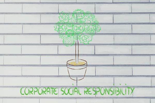 Tandwiel boom, surrealistisch interpretatie van groene economie — Stockfoto