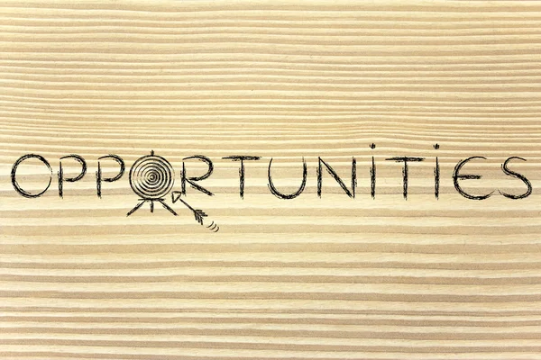 Opportunities word with target and arrow — Stock Photo, Image