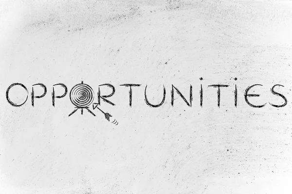 Opportunities word with target and arrow — Stock Photo, Image