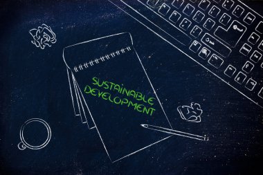 klavye, kahve ve iş belgeleri hakkında yenilenebilir olan Resepsiyon