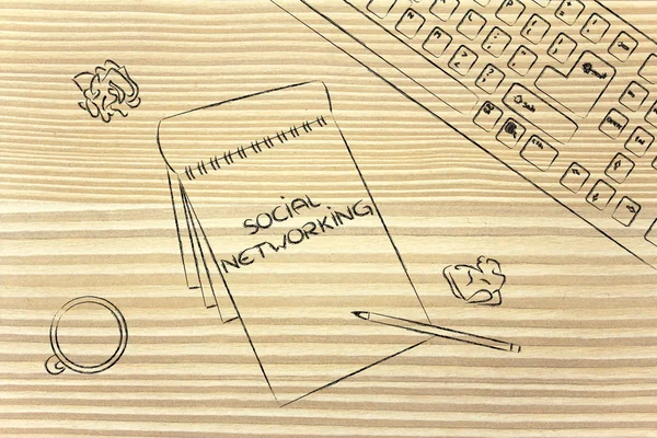 带键盘、 咖啡和业务文件的办公桌 — 图库照片