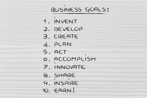 Список бизнес-целей для успеха — стоковое фото