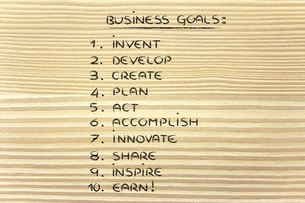 List of business goals for success — Stock Photo, Image